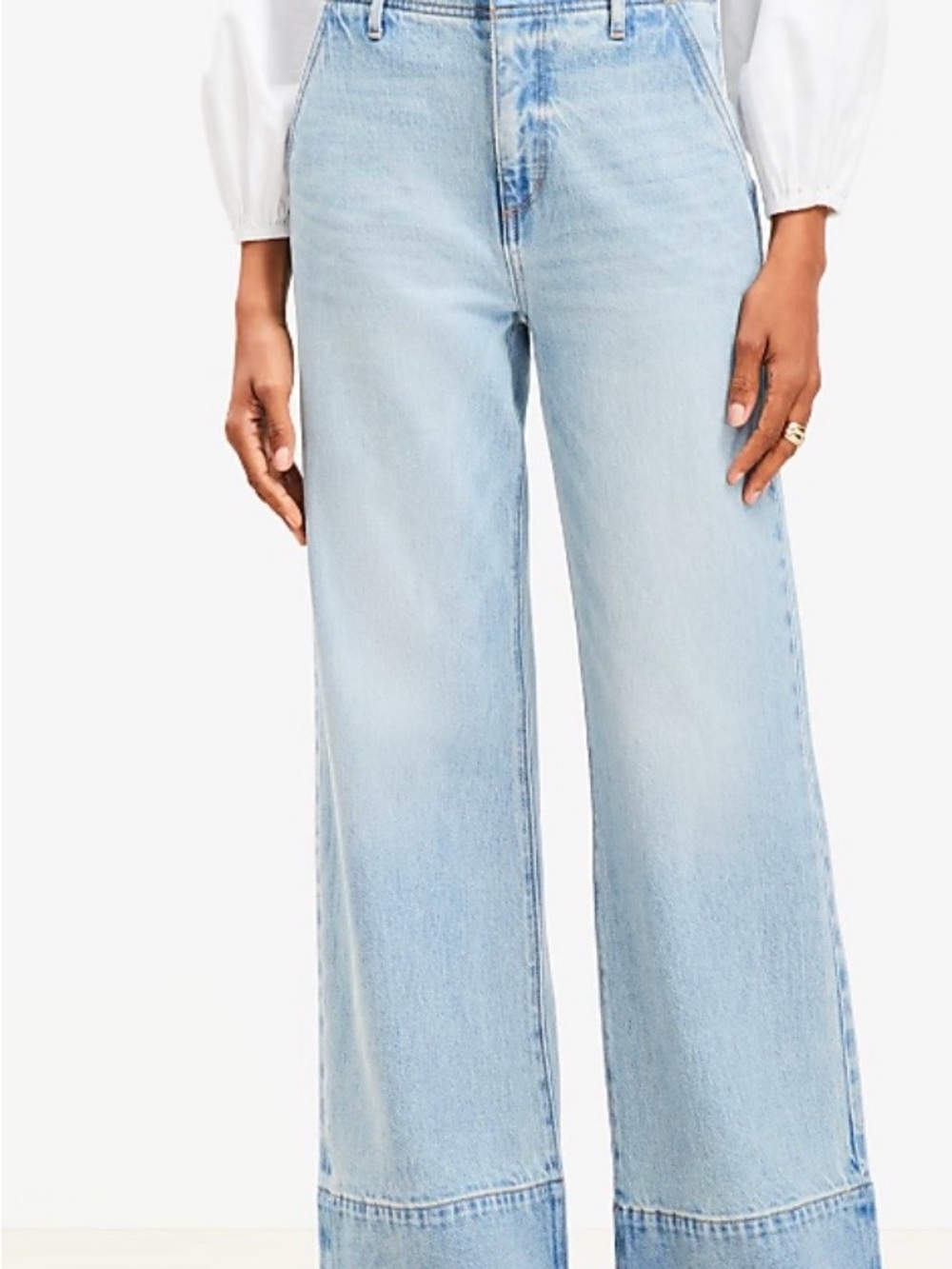 LOFT Light Blue Denim Jeans with Gold Stitching